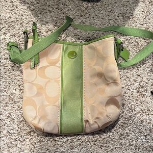 Coach Beige and Lime Crossbody Bag